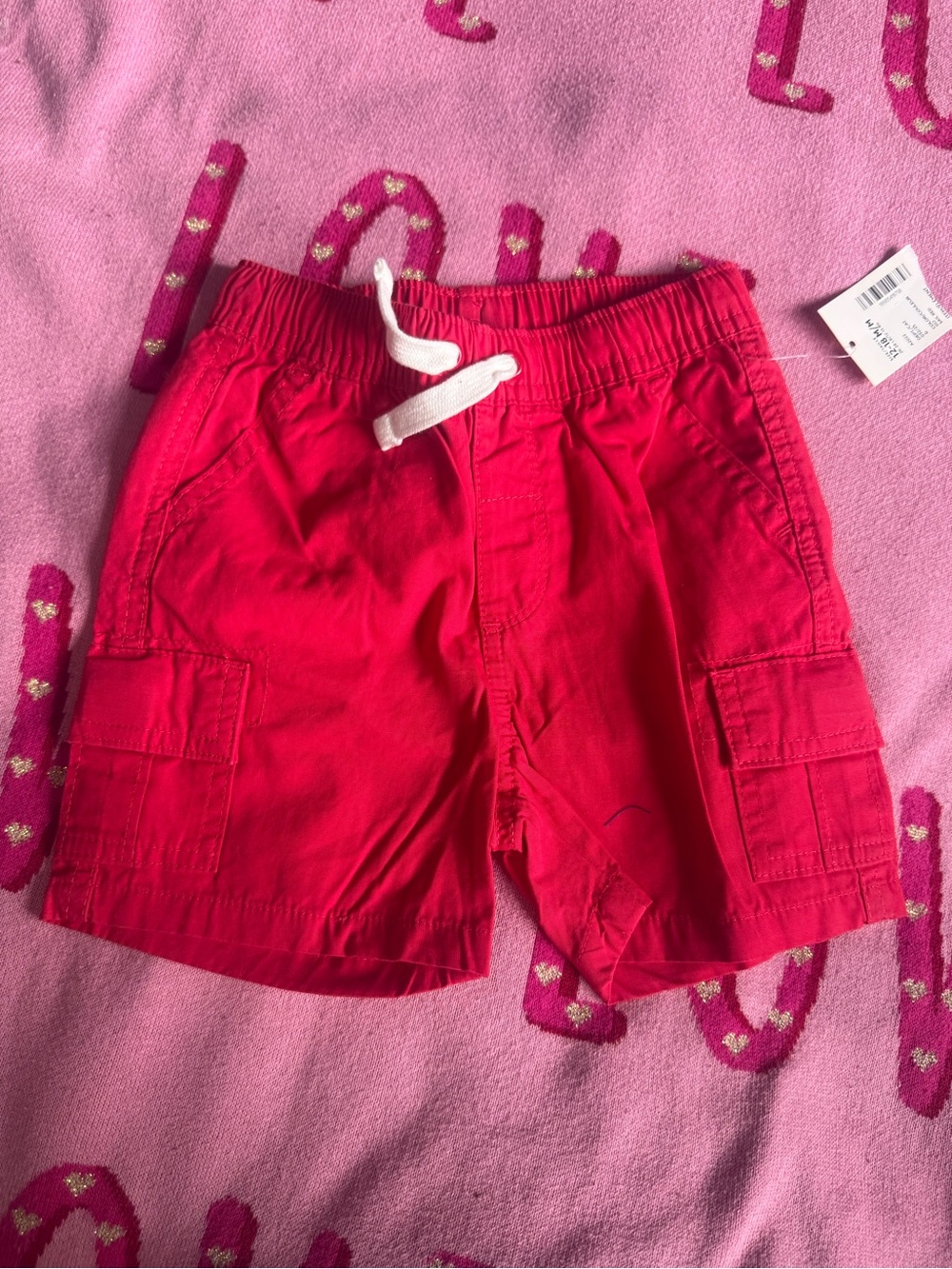 Gymboree Bright Red Cargo Shorts with White Drawstring NWT